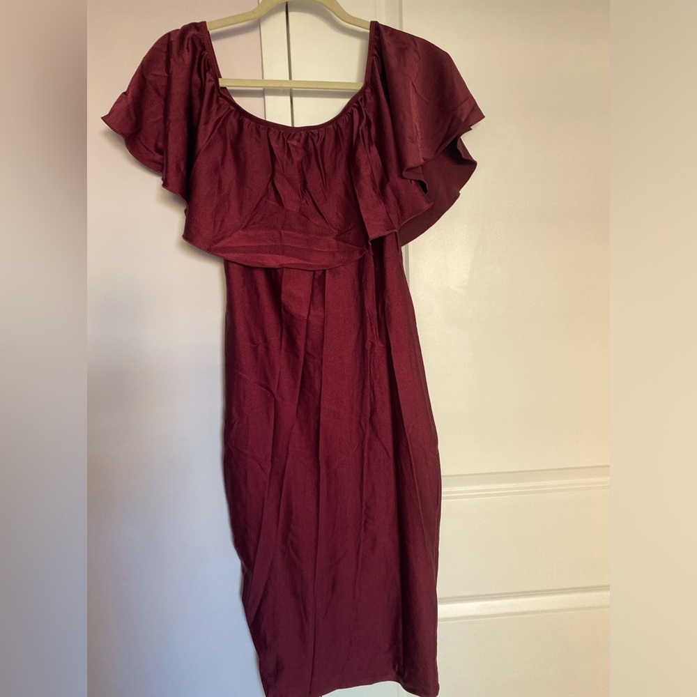 Ariti Kaziris, new, msize L, off the shoulder dress in burgundy
